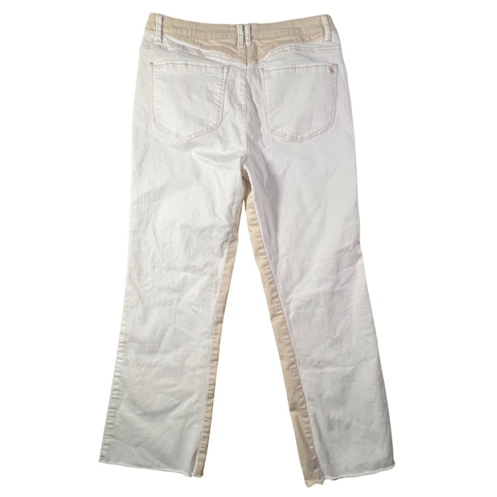 Wit & Wisdom Jeans Women 12 White Two-Tone Ab-solution Straight Wide Leg Raw Hem - Picture 2 of 12